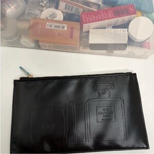 CHANEL Embossed Black Cosmetic bag